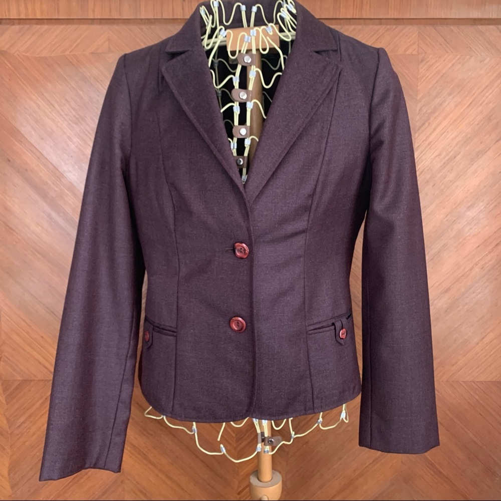 🇨🇦 Vintage 100% Pure Virgin Wool Burgundy Blazer (small)